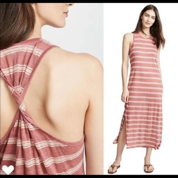 JOIE Tropic Red Striped 100% Linen Brellen Sleevelss Maxi Dress Size Small NEW - Picture 2 of 11